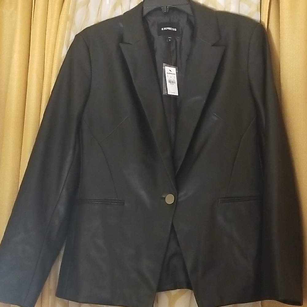Express Black Faux Leather Blazer